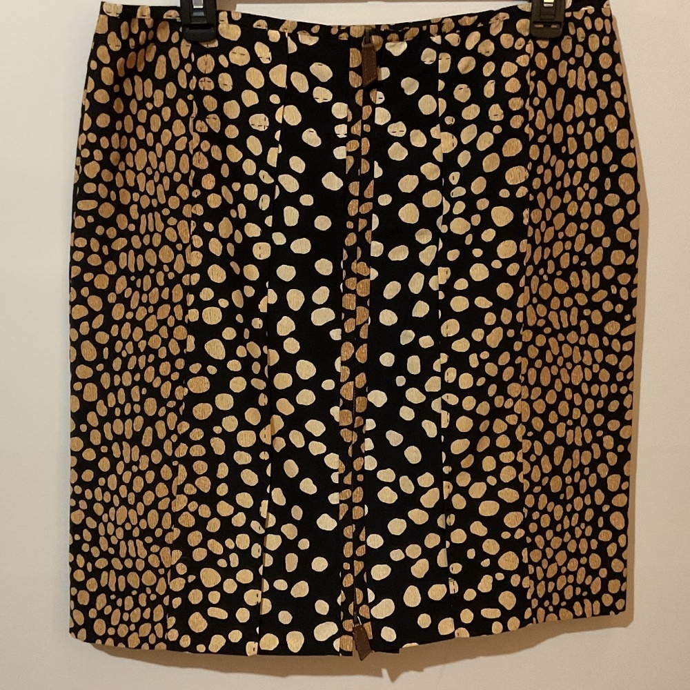 Per Se Silk Blend animal print zip front skirt size 10